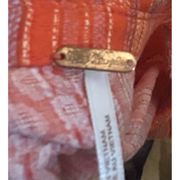 Free People Women's Medium Orange Metallic Stripe Maxi Dress Boho Festival Tie - Picture 7 of 15